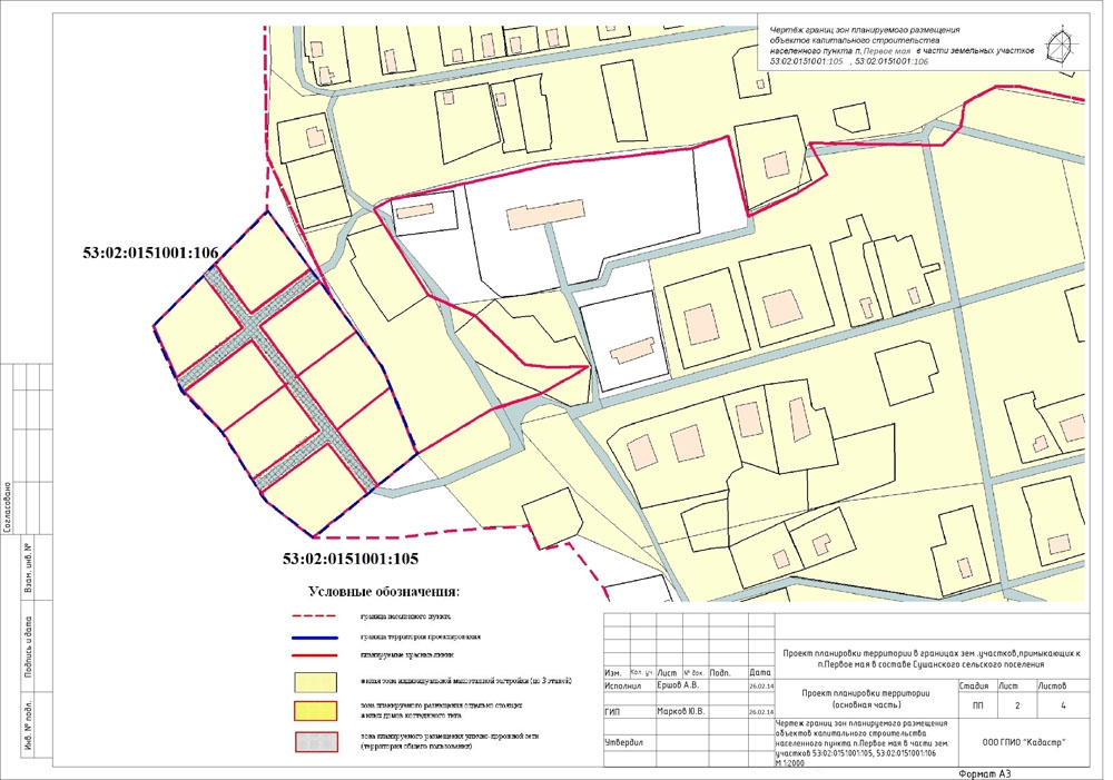 Чертеж границ зон планируемого размещения объектов капитального строительства населенного пункта п. Первое мая